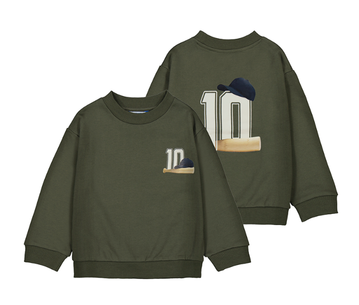 Mayoral Baseball '10' Back Print Sweatshirt Style 4401 - Olive